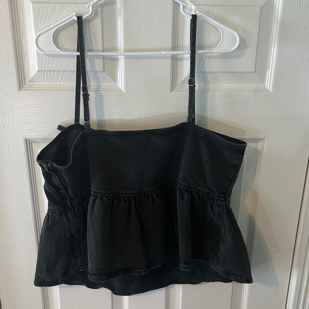 Gray Wash Denim Peplum Tank Top NWT XXL - Picture 2 of 8